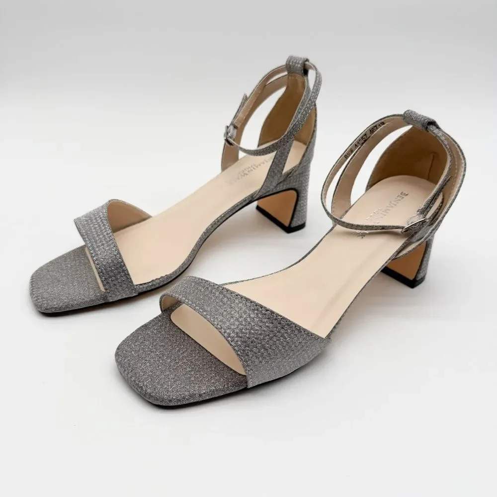 Touch Ups Lilibet Heeled Sandals Silver Ankle Strap Dress Heels 8.5 Wide NEW - Picture 4 of 13